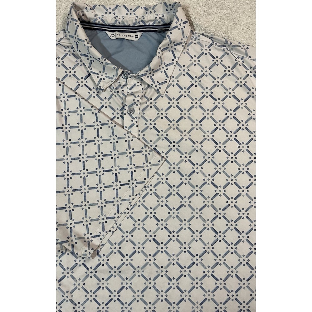 7 Diamonds Marbella‎ 4-Way Stretch Polo Shirt Mens 2XL Performance AOP Golf